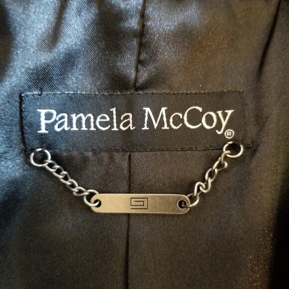 Pamela McCoy Croc Embossed Rhinestone Studded Black Leather Moto Jacket Size XS - Picture 3 of 11